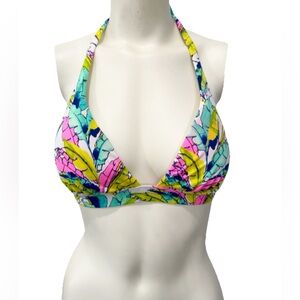 Victoria’s Secret Bikini Top Women’s M Tropical Multi Colorful Palm Leaves Y2K